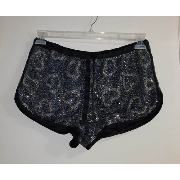Victoria's Secret Heart Sequins Bling Shorts XS Black New - Picture 4 of 6